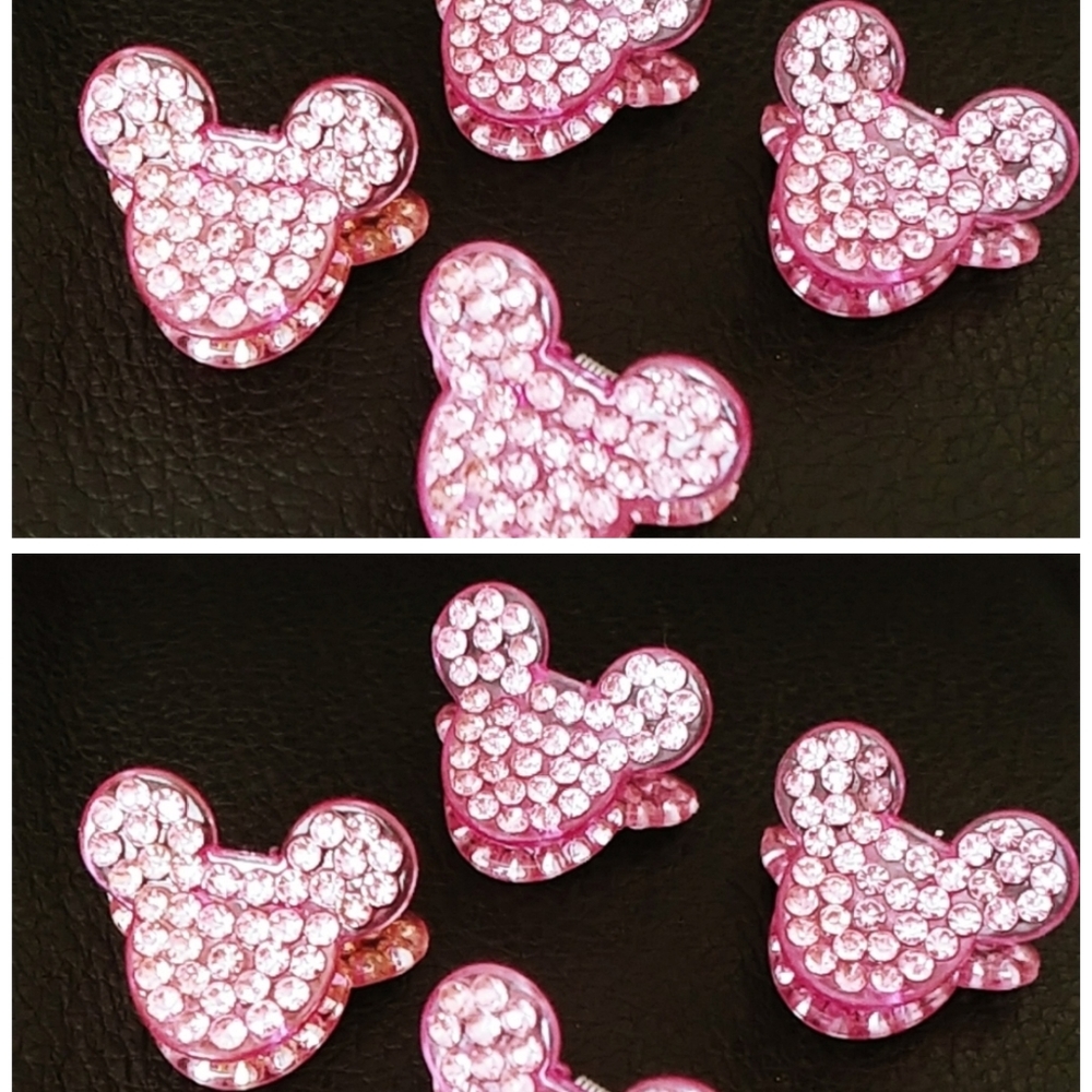 Set of 8 rhinestone Mickey Mouse mini hair clips